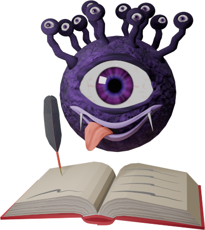 The Tabletop Scribe Quill mascot, quill in hand